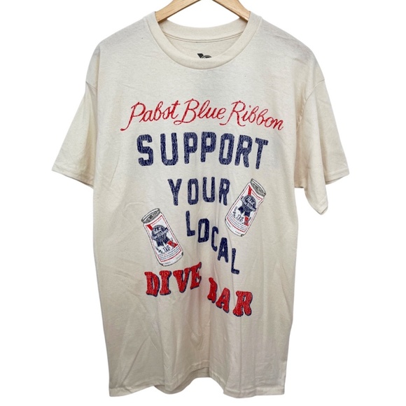 NWOT Pabst Blue Ribbon Support Your Local Dive Bar T-Shirt Small - Picture 2 of 8